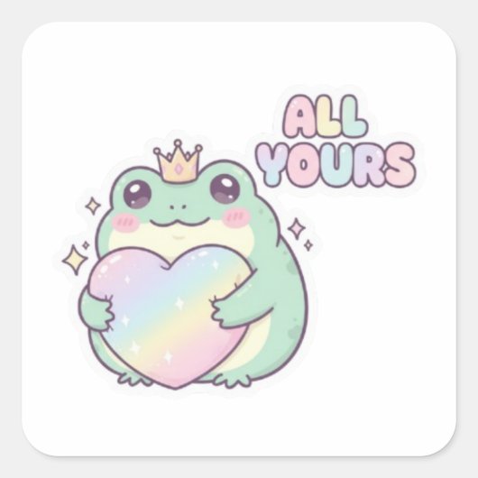 All Yours Frog Sticker Cute Frog Hugging Heart Kaw (Vorderseite)