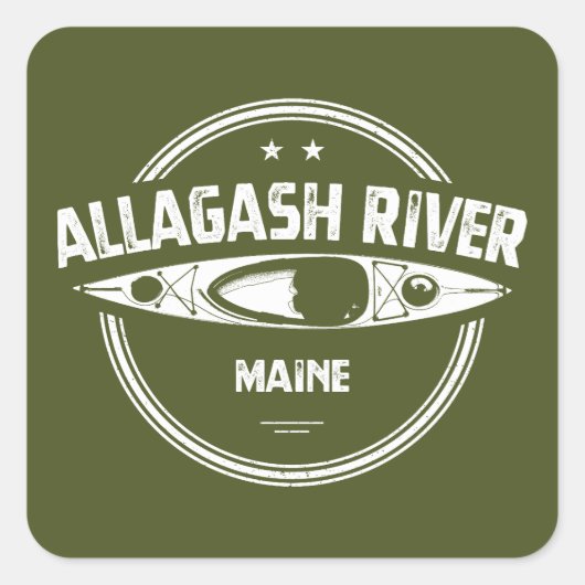 Allagash River Maine Kayak Quadratischer Aufkleber (Vorderseite)