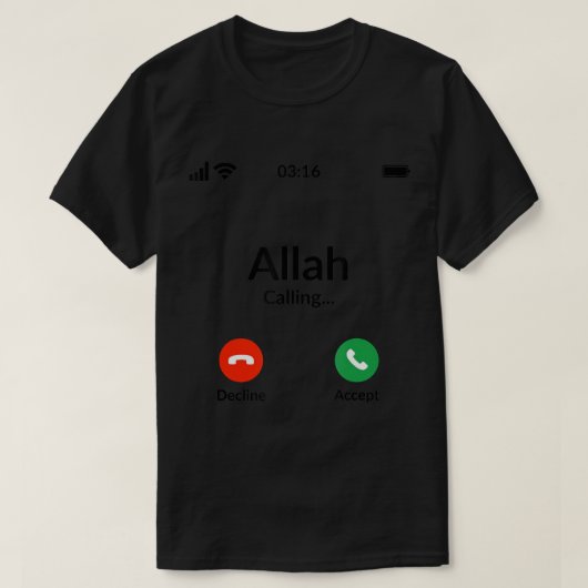 Allah ruft an - muslimischer T - Shirt des Islam (Design vorne)