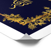 Allahu Akbar in arabisch blau und golden Farbe Poster (Ecke)