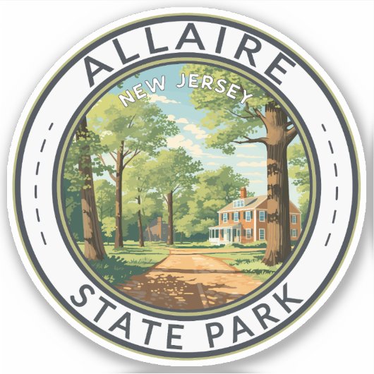 Allaire Staat Park New Jersey Reisen Art Abzeichen Aufkleber (Vorderseite)