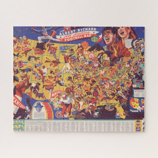 Allamerikanische Vintage Fußballkarte Puzzle (Horizontal)