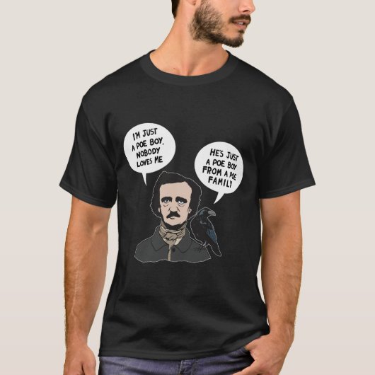 Allan Edgar Poe Boy Autor Raven Crow Gothic T-Shirt (Vorderseite)