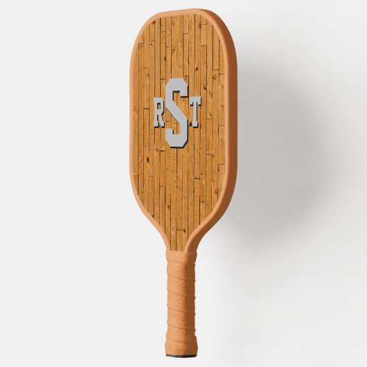 Alle 3 Anfangsbuchstaben Monogram Holzpaneelwand Pickleball Schläger (Links)