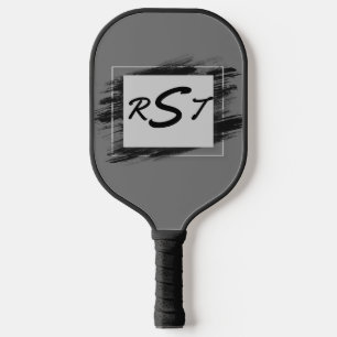 Alle 3 Anfangsbuchstaben Monogramm Schwarzer Pinse Pickleball Schläger