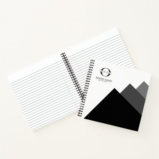 Alle 3 Farben, geometrisch mit dem Logo, blau auf Notizblock (Innenseite)