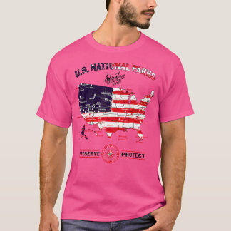 Alle 63 National Parks Map - Vintage American Hiki T-Shirt