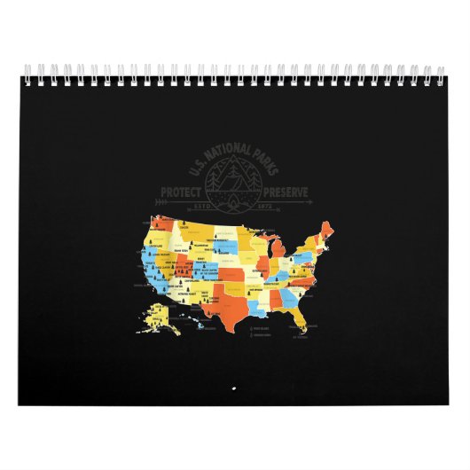 Alle 63 US National Parks Map - US-Nationalpark Kalender (Titelbild)