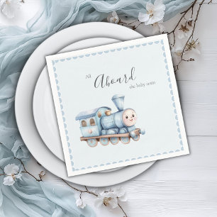 Alle Aboard dem Baby-Zug Blau Jungen Baby-Party Serviette