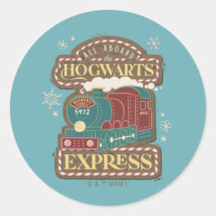 Alle Aboard der HOGWARTS™-Express-Weihnachtsplätzc Runder Aufkleber