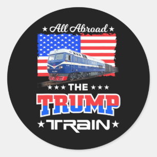 Alle Aboard Der Trump Zug Amerikanische Flagge Runder Aufkleber