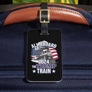 Alle Aboard Der Trump Zug Trump 2024 Patriotisch U Gepäckanhänger