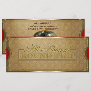 Alle Aboard Rot & Gold Weihnachtszug-Party Einladung