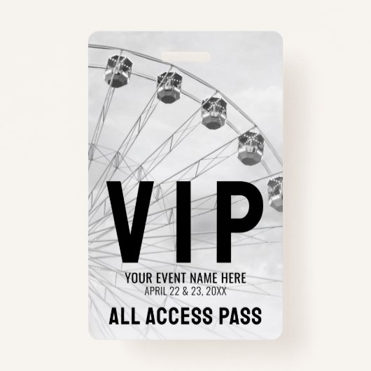 Alle Access Pass Schwarz-weiß VIP Ausweis (Rückseite)