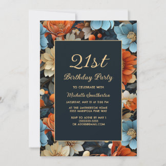 Alle älteren blauen Orangen Blume zum Geburtstag Einladung