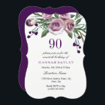 Alle Altersgruppen Elegante Lila Rose 90. Geburtst Einladung<br><div class="desc">Alle Altersstufen Elegante Lila Rose 90. Geburtstag Einladende Matching Kollektion in Niche und Nest Store. Gestaltungsfreundlichkeit: https://www.etsy.com/shop/SmallHouseBigPony</div>