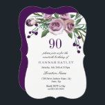 Alle Altersgruppen Elegante Lila Rose 90. Geburtst Einladung<br><div class="desc">Alle Altersstufen Elegante Lila Rose 90. Geburtstag Einladende Matching Kollektion in Niche und Nest Store. Gestaltungsfreundlichkeit: https://www.etsy.com/shop/SmallHouseBigPony</div>
