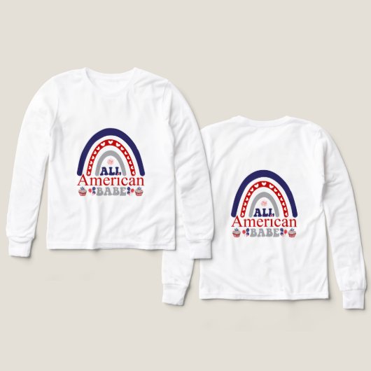 Alle American Babe Red White Blue Patriotic Rainbo (Design Vorderseite & Rückseite)