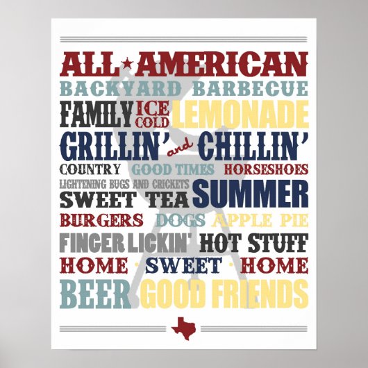 Alle American Backyard Barbecue Typografy Poster (Vorne)