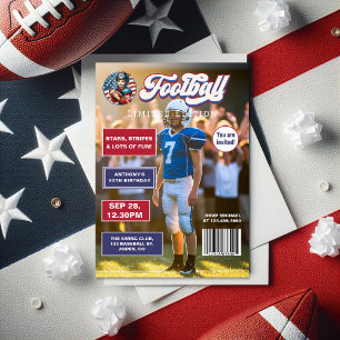 Alle American Boy Football Magazine decken Geburts Einladung