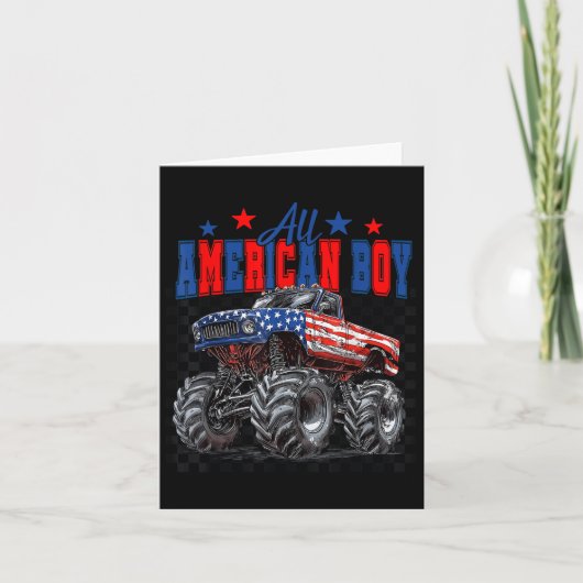 Alle American Boy Monster Truck Patriotic America  Karte (Vorderseite)