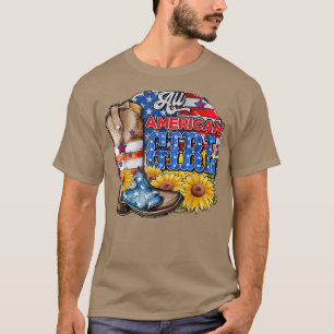 Alle American Girl Cowboy Cowgirl Boots Sunflower T-Shirt