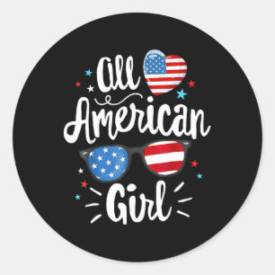 Alle American Girl Women American Flag 4. Juli Runder Aufkleber