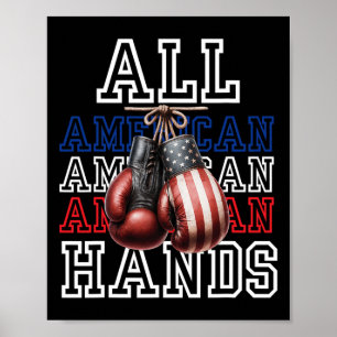 Alle American Hands US Flag Boxing Gloves T-Shirt Poster