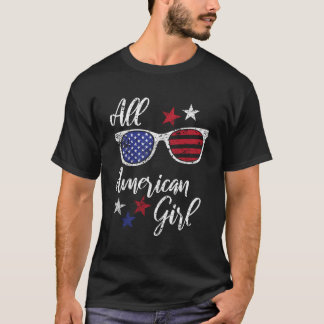 Alle amerikanischen 4. Juli Patriotic USA Flag Sun T-Shirt