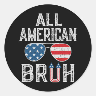 Alle amerikanischen Bruh 4. Juli Boys Patriotic Te Runder Aufkleber