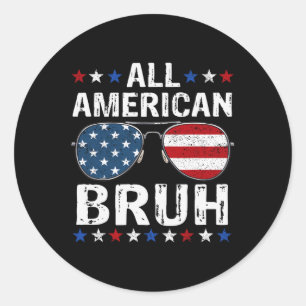 Alle amerikanischen Bruh 4. Juli Boys Patriotic Te Runder Aufkleber
