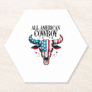 Alle amerikanischen Cowboy US Flag Cow Skull Untersetzer