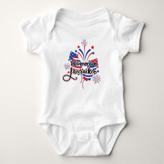 Alle amerikanischen Firecracker Patriotic Baby Bod Baby Strampler (Vorderseite)