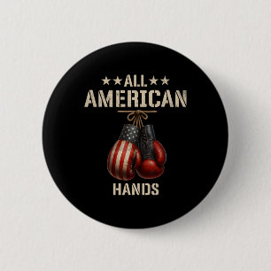 Alle amerikanischen Hände Boxing Patriotic USA Fla Button