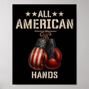 Alle amerikanischen Hände Boxing Patriotic USA Fla Poster