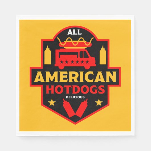 Alle amerikanischen Hotdogs Feinschmecker Napkin Serviette (Vorderseite)