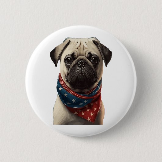 ALLE AMERIKANISCHEN Hundefreunde Mops 2 Button (Vorderseite)
