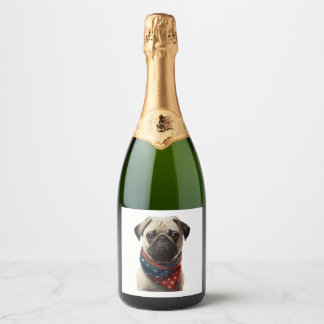 ALLE AMERIKANISCHEN Hundefreunde Mops 2 Schaumweinetikett