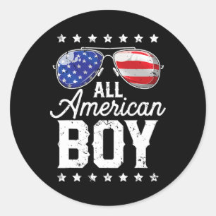 Alle amerikanischen Jungen 4. Juli US Sungles Fami Runder Aufkleber