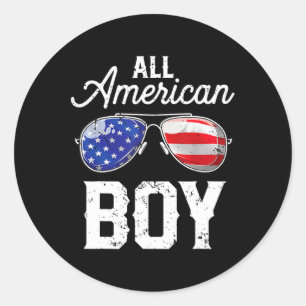 Alle amerikanischen Jungen 4. Juli Usa Boys Patrio Runder Aufkleber