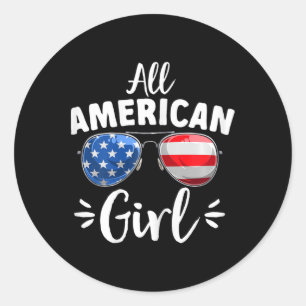 Alle amerikanischen Mädchen 4. Juli Runder Aufkleber