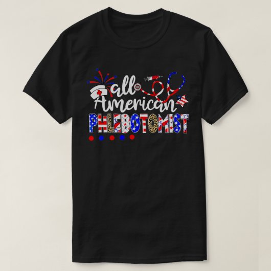 Alle amerikanischen Phlebotomisten Fireworks Leopa T-Shirt (Design vorne)