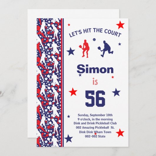 ⭐ 💪 Alle amerikanischen Stars Pickleball B'day + Einladung (Vorne/Hinten)