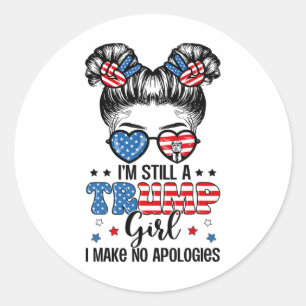 Alle amerikanischen Trump Girl 4. Juli Messy Bun N Runder Aufkleber
