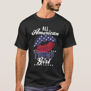 Alle amerikanischen Trump Girl USA Flag Lips GOP V T-Shirt