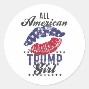 Alle amerikanischen Trump-Girl-USA-Flag Lips haben Runder Aufkleber