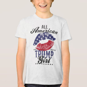 Alle amerikanischen Trump-Girl-USA-Flag Lips haben Tri-Blend Shirt