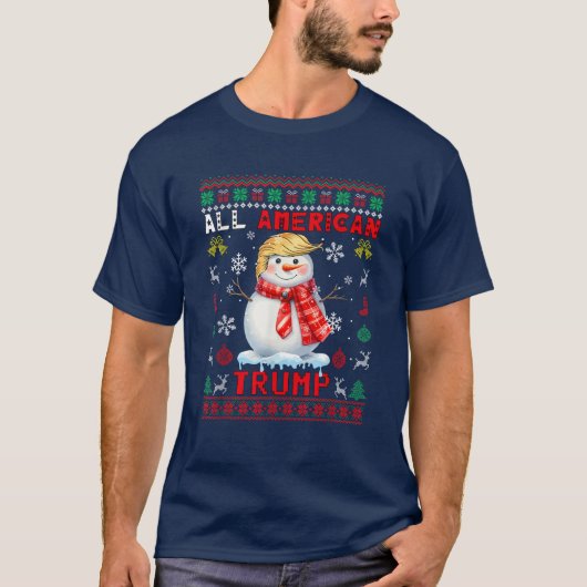 Alle amerikanischen Trump Xmas Snowman Präsident T-Shirt (Vorderseite)