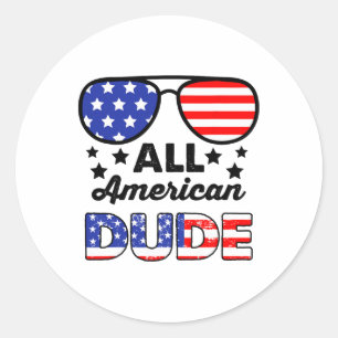 Alle amerikanischen Typ 4. Juli Patriotic Boys Kid Runder Aufkleber