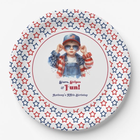 Alle amerikanischen US Flagge Geburtstagsparty Pappteller (Vorderseite)
